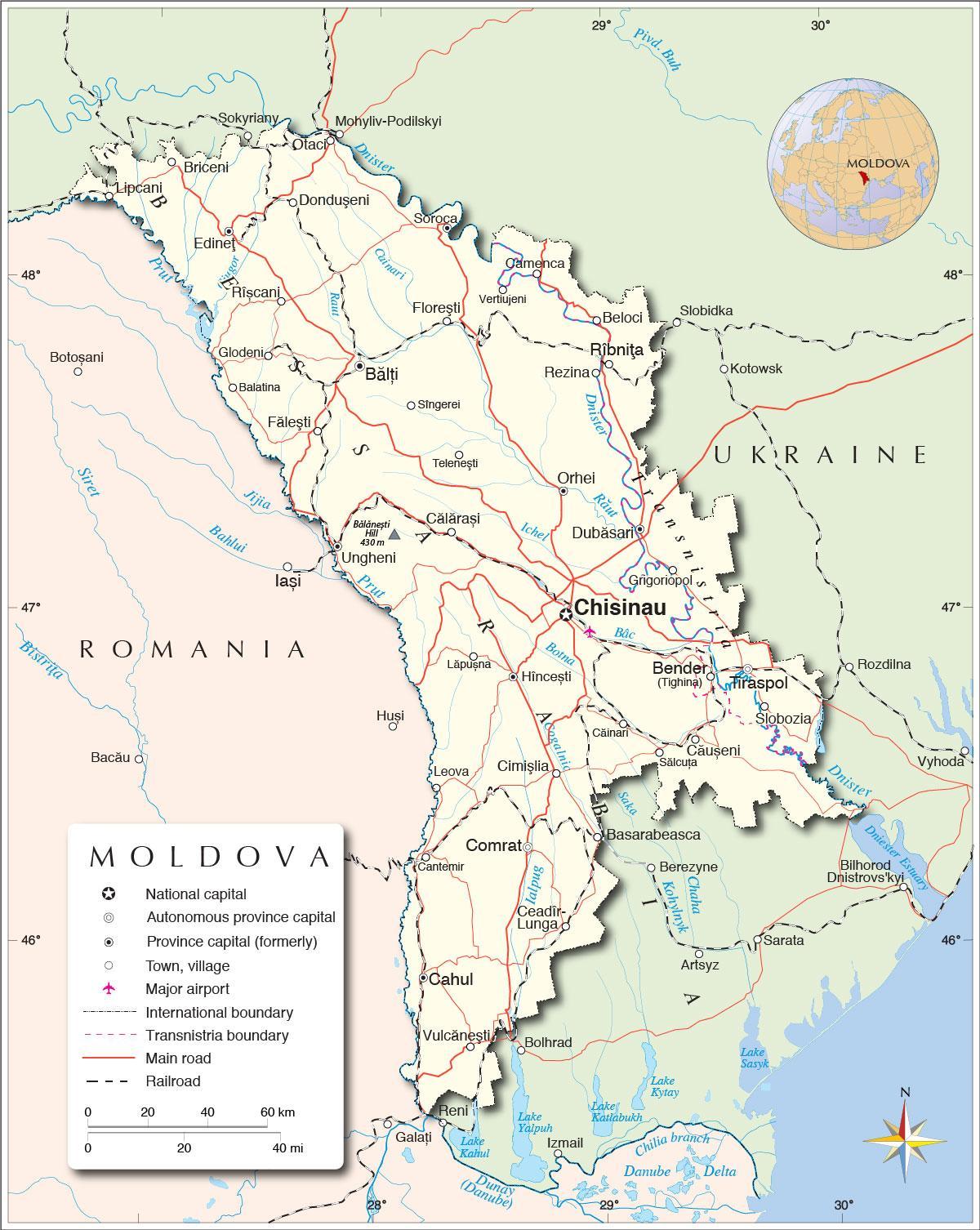 Moldova Cumhuriyeti harita 